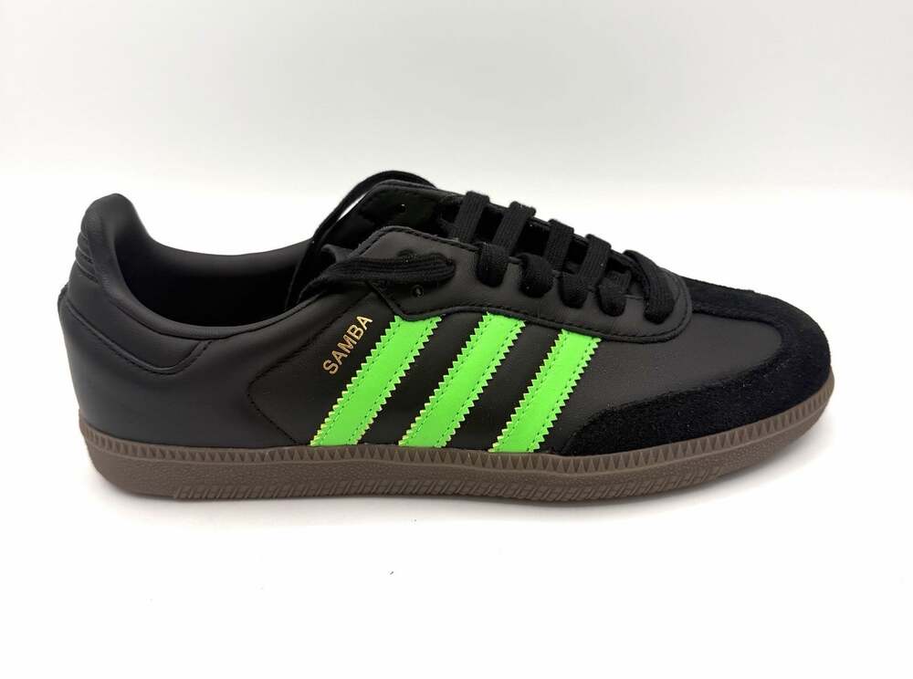 Adidas Samba OG Core Black Screaming Green Gum JR0911 Mens 5 Womens 6 See Descri